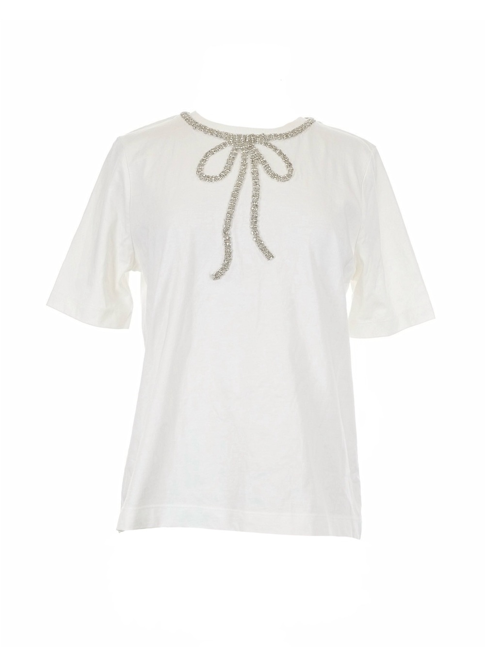 Cato White Rhinestone Embellished Top Short Sleeve Soft Tee